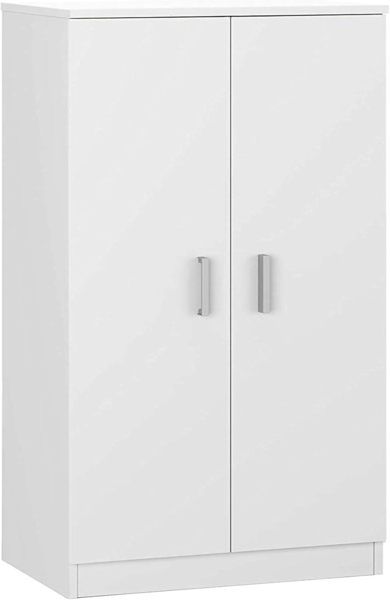 Dmora - Mehrzweck-Kabinett Norwalk, Schuhschrank mit 2 Türen, Niedriger Schrank mit 6 Einlegeböden, Modernes niedriges Schuhregal, cm 75x36h101, Weiß