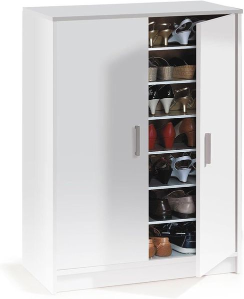 Dmora - Mehrzweck-Kabinett Norwalk, Schuhschrank mit 2 Türen, Niedriger Schrank mit 6 Einlegeböden, Modernes niedriges Schuhregal, cm 75x36h101, Weiß Bild 5