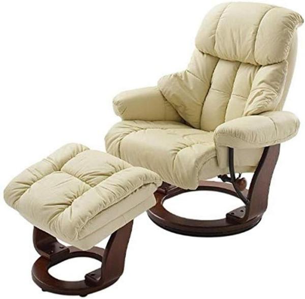 Relax-Sessel mit Hocker CALGARY, creme/walnussfarben