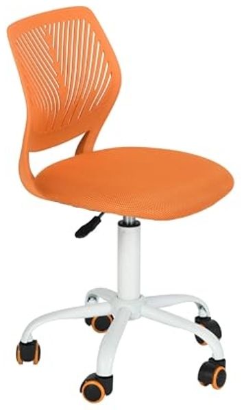 FurnitureR Esszimmer-Drehstühle, 1PC Küchenstuhl, gepolsterter Stuhl, Drehstuhl, bequemer Stuhl mit Rädern, Rückenlehne, armloser Stuhl für Esszimmer, Wohnzimmer,Orange