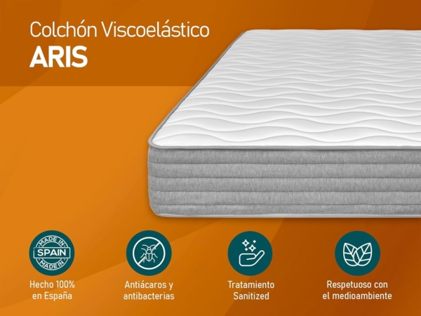 amuéblate Online - Matratze 80x180 cm, viskoelastisch, Aris mit Winter-/Sommerseite, ergonomisch, optimaler Komfort und Härte, hygienisch und atmungsaktiv, Dicke 25 cm Bild 6