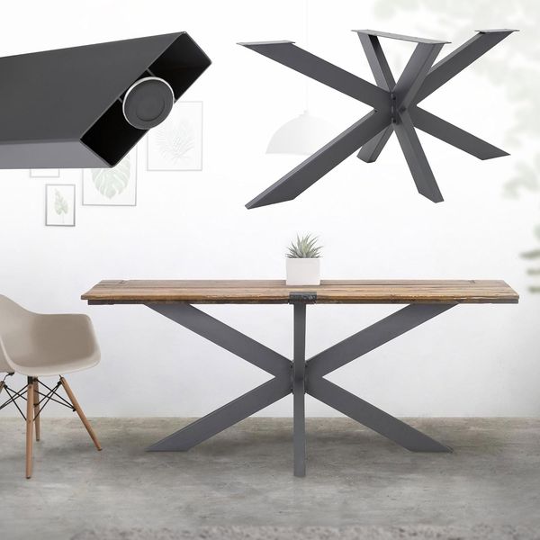 ML-Design Tischgestell Spider 71 x 150 x 78 cm, Anthrazit, Kreuzgestell Kreuz X-Design Tischfüße Möbelfüße, Schwerlast Tischkufen Stahl, Metall Tischbeine, DIY Esstisch, Industriedesign, einfache Montage