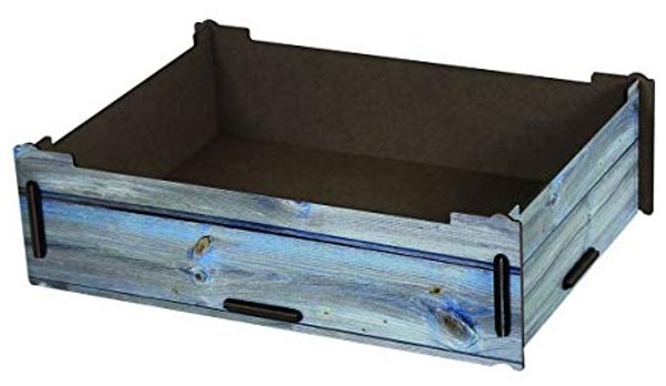 Werkhaus Aufbewahrungsbox groß Holzoptik Holzkiste stapelbar Deckel Unterteiler Box - Grau