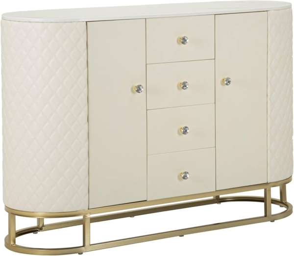 Dmora Anrichte Pajeu 120 x 40 x 85 cm Weiß 4 Schubladen 2 Türen, Sideboard