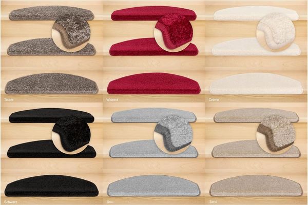 Metzker® Stufenmatte Stufenmatten Fuerth Halbrund Einzeln und SparSet's, halbrund, Höhe: 9 mm, 18 Stück im Set - Creme