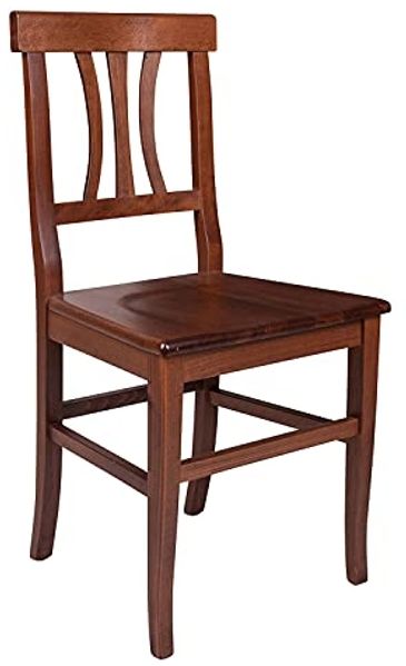 Dmora - 2er Set Wohnzimmer- oder Küchenstühle, Landhausstil, Buche massiv, cm 44x44,5h89, Nussbaumfarbe