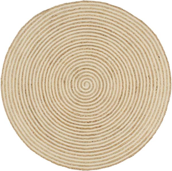 vidaXL Teppich Handgefertigt Jute mit Spiralen-Design Weiß 90 cm 133716