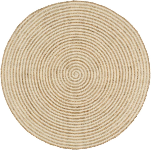 vidaXL Teppich Handgefertigt Jute mit Spiralen-Design Weiß 90 cm 133716
