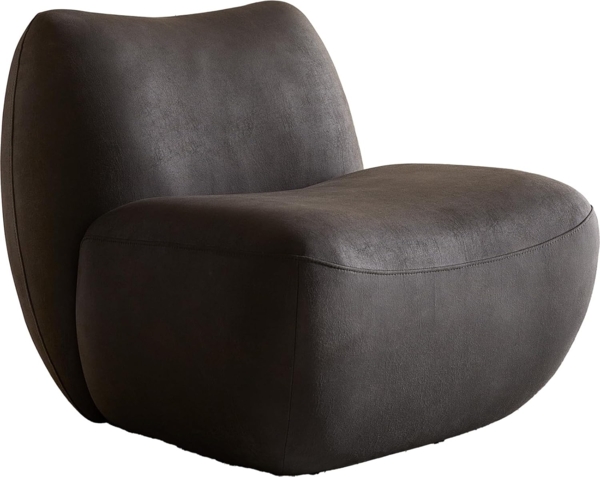 Loungesessel Zena 75x85 cm Mikrofaser Anthrazit Vintage