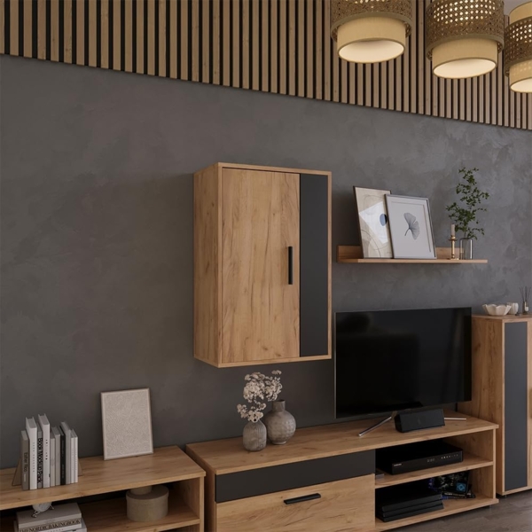 Hängeschrank Berno Goldkraft Eiche/Anthrazit 50.1 x 78.4 cm mit 2 Fächern Vicco Bild 2