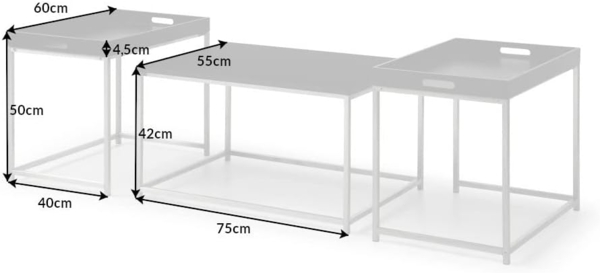 riess-ambiente Couchtisch ELEMENTS 75cm schwarz / silber (Set, 3-St), Wohnzimmer · Holzwerkstoff · Metall · abnehmbares Tablett · Modern Bild 3