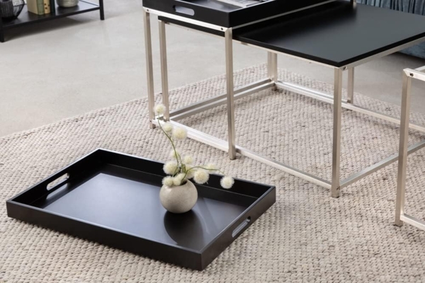 riess-ambiente Couchtisch ELEMENTS 75cm schwarz / silber (Set, 3-St), Wohnzimmer · Holzwerkstoff · Metall · abnehmbares Tablett · Modern Bild 7