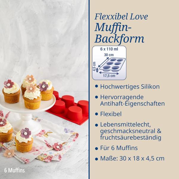 Dr. Oetker - Muffinform 6er Silikon Flexxibel Rot 1266 Muffinbackform Muffin Bild 3