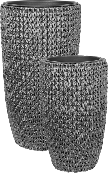 Set mit 2 Blumentöpfen CEDRUS PE Rattan 37 45 cm Schwarz