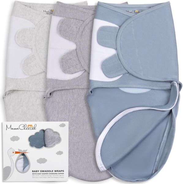 Mama Cheetah Baby Swaddle Decke mit Reißverschluss, Neugeborenes Swaddle Sack, Baby Swaddles Schlafsack 3-6 Monate, Baby Swaddle Wrap mit Easy Change Reißverschluss für Baby Junge Mädchen