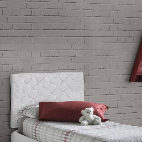 Talamo Italia - Einzelbett Cleziana, wandmontiertes Kopfteil aus Kunstleder, 100 % Made in Italy, geeignet für ein Einzelbett, 90x60 cm, Weiß