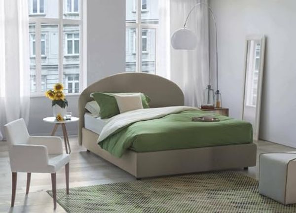 Talamo Italia - Aurora-Doppelbett, Bettkasten mit Stoffbezug, 100 % Made in Italy, Öffnung vorne, inklusive Matratze 160x200 cm, Taupe