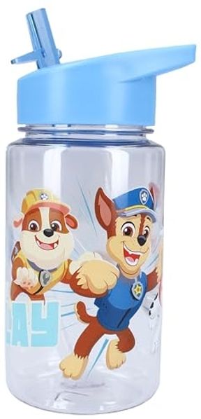 PAW PATROL Trinkflasche Trinkflasche – 450 ml mit Strohhalm & Traggriff, transparent