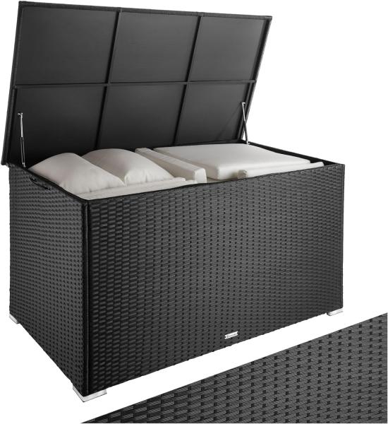 tectake Gartenbox Auflagenbox (1 St, Auflagenbox), Aufbewahrungsbox mit Aluminiumgestell und Rattangeflecht