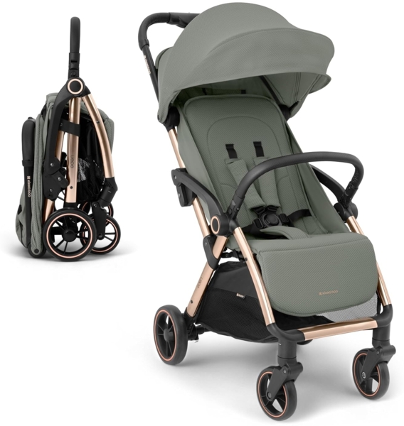 Kikkaboo Kinderwagen, Buggy Eden bis 22 kg Federung Regenschutz zusammenklappbar grün