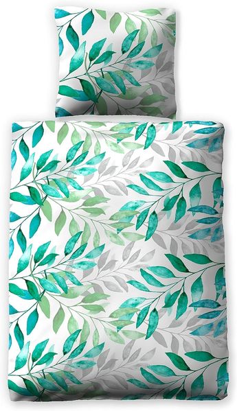 jilda-tex Bettwäsche Botanic Green, Seersucker, 2 teilig, mit tollem Muster