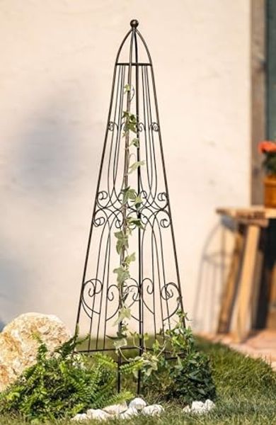 Rankturm "Romance" aus Metall, dunkelbraun in Antik Optik, 115 cm hoch, Rankhilfe, Rankgerüst, Rankgitter