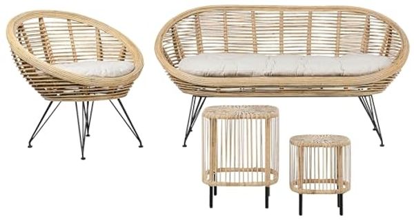 Lounge Set mit Tisch MARATEA CESENATICO Rattan Natürlich
