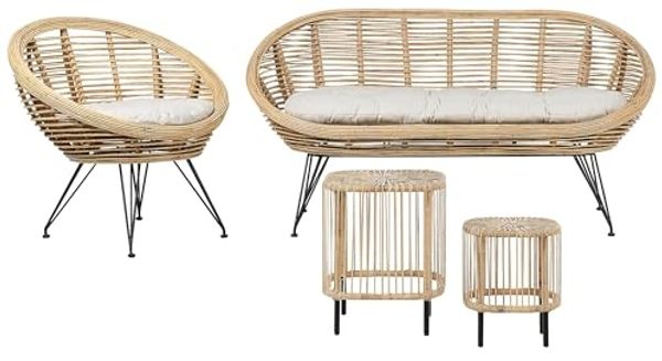 Lounge Set mit Tisch MARATEA CESENATICO Rattan Natürlich