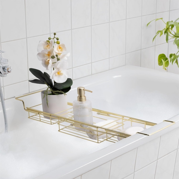 Navaris Badewannenablage Goldene Badewannenablage - Luxuriöses und schlankes Design