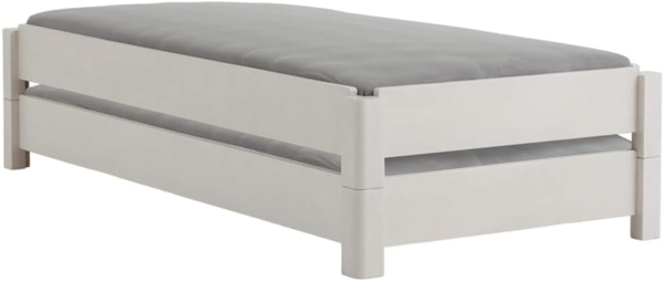 Dico 2er Stapelbett Massivholz mit Rollrost Größe 90x200 cm 03 Buche weiß lackiert