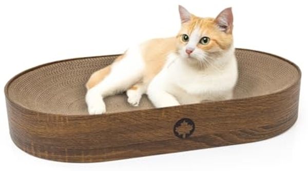 Canadian Cat Company Kratzbrett Apollo, Katzenbett aus Wellpappe, walnuss, ca. 63 x 35 x 10 cm
