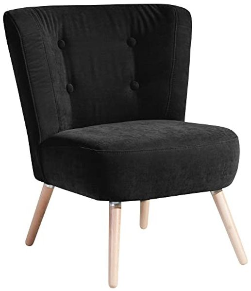 Sessel Kassi Bezug Veloursstoff Buche natur / schwarz 22383