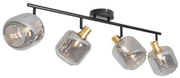 Qazqa LED Aufbaustrahler Zuzanna, ohne Leuchtmittel, E14, Grau, Modern, Glas, 4-flammig