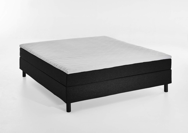 Atlantic Home Collection Happy Boxbett ohne Kopfteil, 7-Zonen Taschenfederkern- Matratzen, Härtegrad H3, Stoff, Schwarz, 160/200 cm, Liegehöhe ca. 58 cm