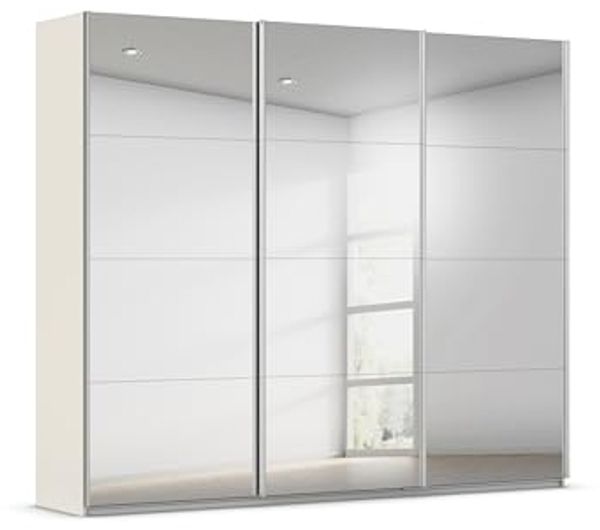 Rauch Möbel Kulmbach, Kleiderschrank mit Schwebetüren für Schlafzimmer, Kinderzimmer, Flur, 3-türig, mit Spiegel und Soft-Close-Funktion, Zubehör Premium, Farbe Beige, Breite 271 cm