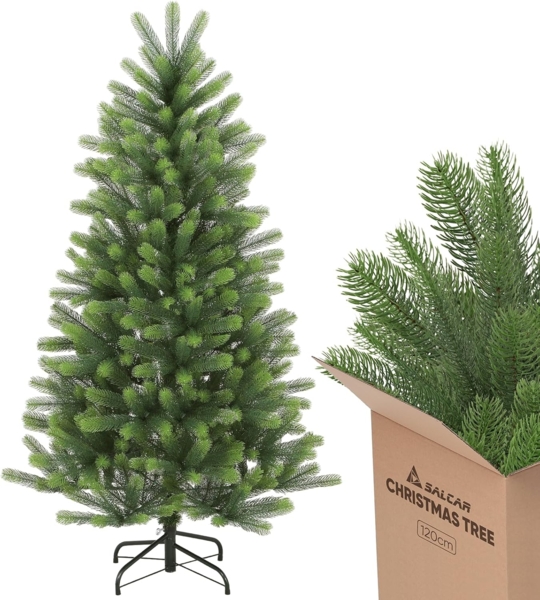 Salcar Künstlicher Weihnachtsbaum Weihnachtsbaum Künstlich Tannenbaum Christbaum mit 100% PE Spitzen, Nordmanntanne, 120cm mit 280 Spitzen