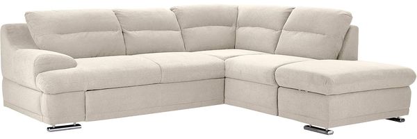 Mivano Ecksofa Coast / Große Sofagarnitur in L-Form mit Ottomane rechts, 264 x 88 x 217, Mikrofaser: beige