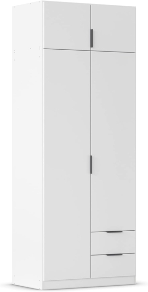 Rauch Möbel Lagoa, Kleiderschrank, Garderobe für Schlafzimmer, Kinderzimmer, Jugendzimmer 4-türig, 2 Schubladen, Farbe Weiß, Breite 91
