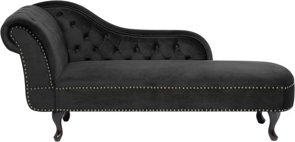 Chaiselongue Samtstoff schwarz linksseitig NIMES