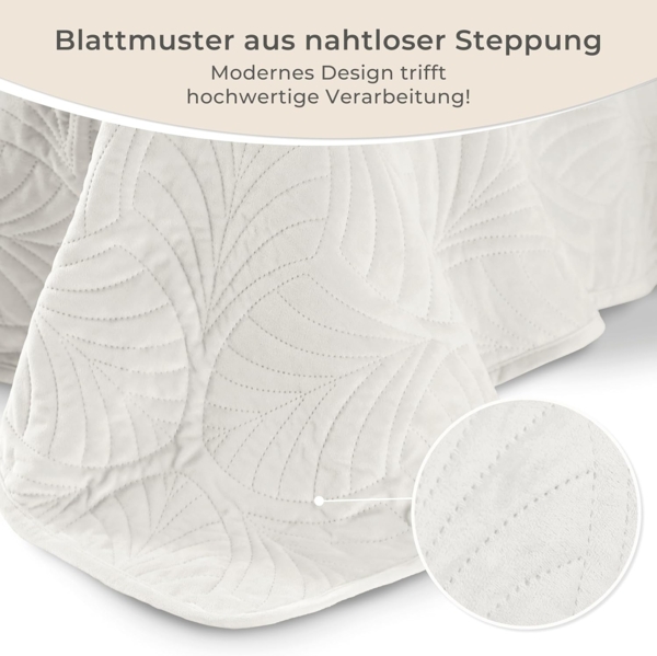 Gräfenstayn Tagesdecke Premium - Bettüberwurf mit Steppung & Blatt-Design, Warme Premium Tagesdecke Bild 6