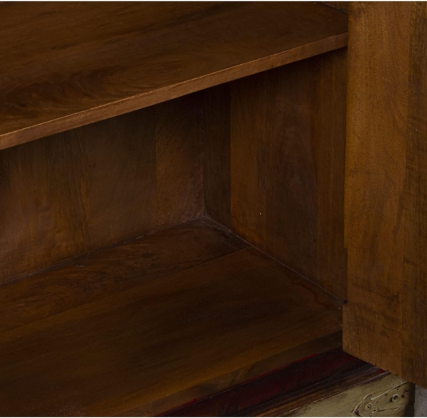 DRW Anrichte mit 4 Holztüren mit goldenen Buddhas in Rot und Natur 180 x 40 x 90 cm, bunt, Grande Bild 5