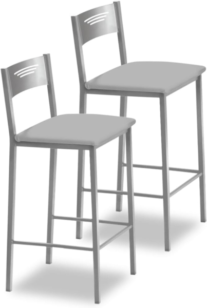 ASTIMESA Zwei hohe Küchenhocker, 60 cm, Kunstleder, Grau Bild 1