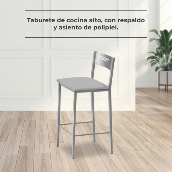 ASTIMESA Zwei hohe Küchenhocker, 60 cm, Kunstleder, Grau Bild 3