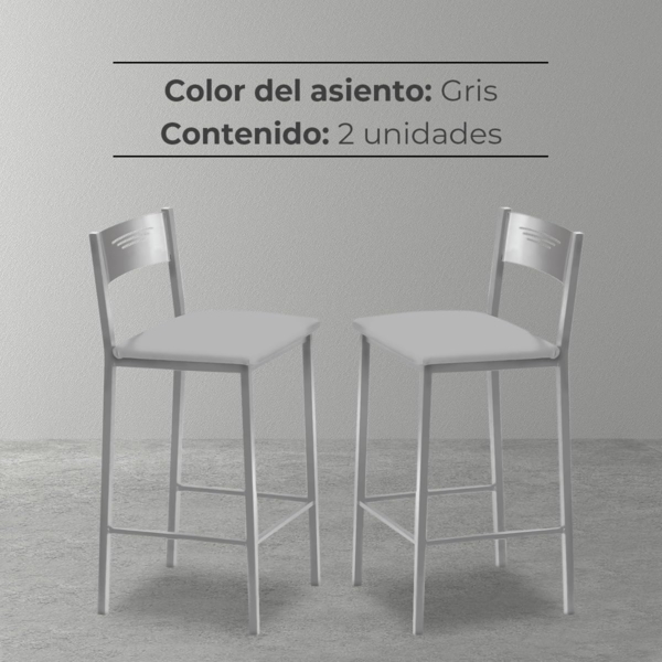 ASTIMESA Zwei hohe Küchenhocker, 60 cm, Kunstleder, Grau Bild 7