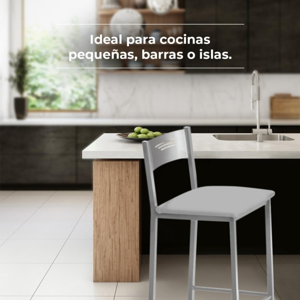 ASTIMESA Zwei hohe Küchenhocker, 60 cm, Kunstleder, Grau Bild 6