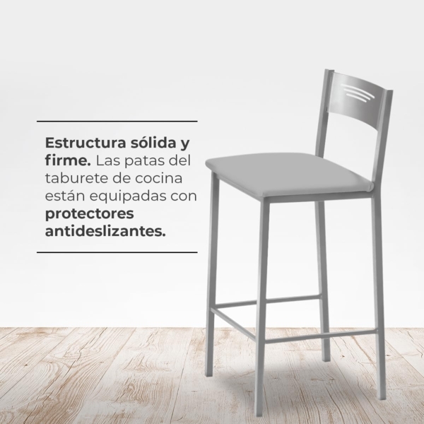 ASTIMESA Zwei hohe Küchenhocker, 60 cm, Kunstleder, Grau Bild 5