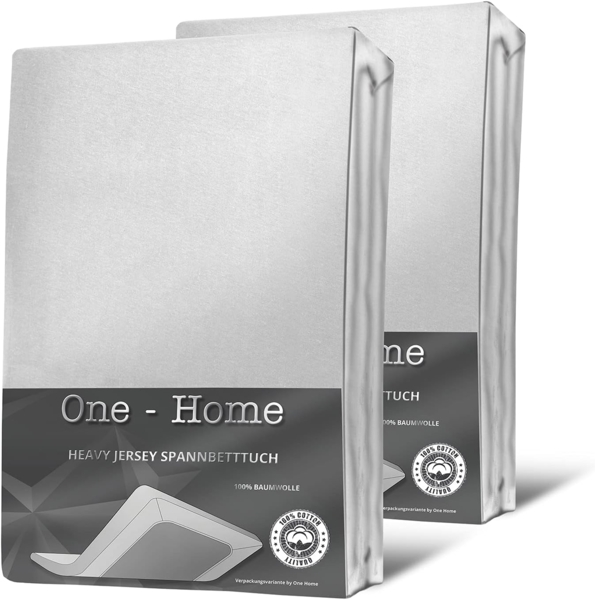 One Home Spannbettlaken Heavy, Jersey, Gummizug: rundum, (2 Stück), Double Pack, erhöhtes Flächengewicht