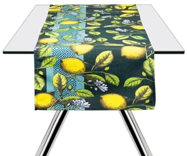 Excelsa Boboli Tischläufer, 60 % Baumwolle, 40 % Polyester, 45x140 cm, Mehrfarbig, Zitronendekor