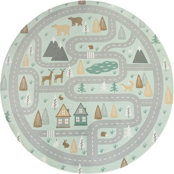 Paco Home Kinderteppich Chicos 550, rund, Höhe: 2 mm, Flachgewebe, Straßen-Spiel-Teppich, Kinderzimmer Bild 6