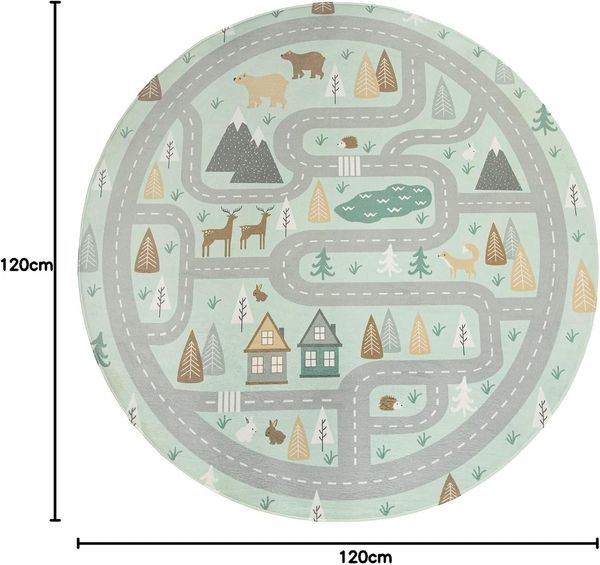Paco Home Kinderteppich Chicos 550, rund, Höhe: 2 mm, Flachgewebe, Straßen-Spiel-Teppich, Kinderzimmer Bild 2